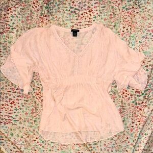 Spense Vintage Cute Light Pink Ruffle Blouse